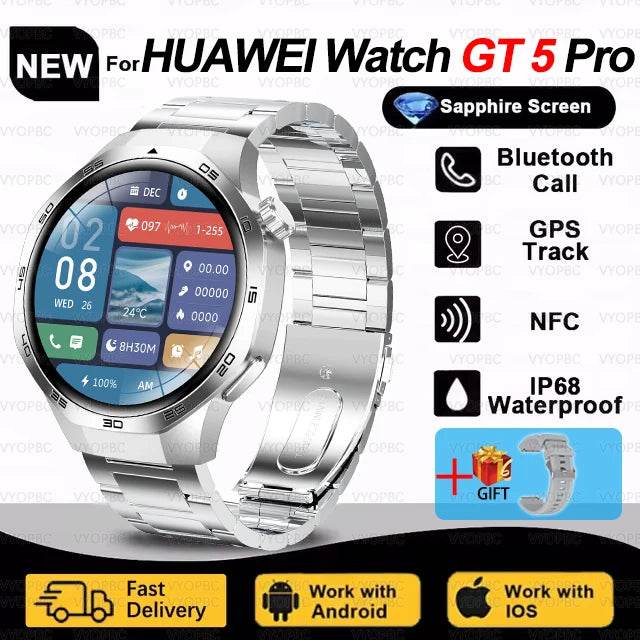 2025New For Huawei Watch GT5 Pro Smart Watch AMOLED Screen NFC GPS Tracker Bluetooth Call Health Waterproof Smartwatch Men Women - EYESPHERE