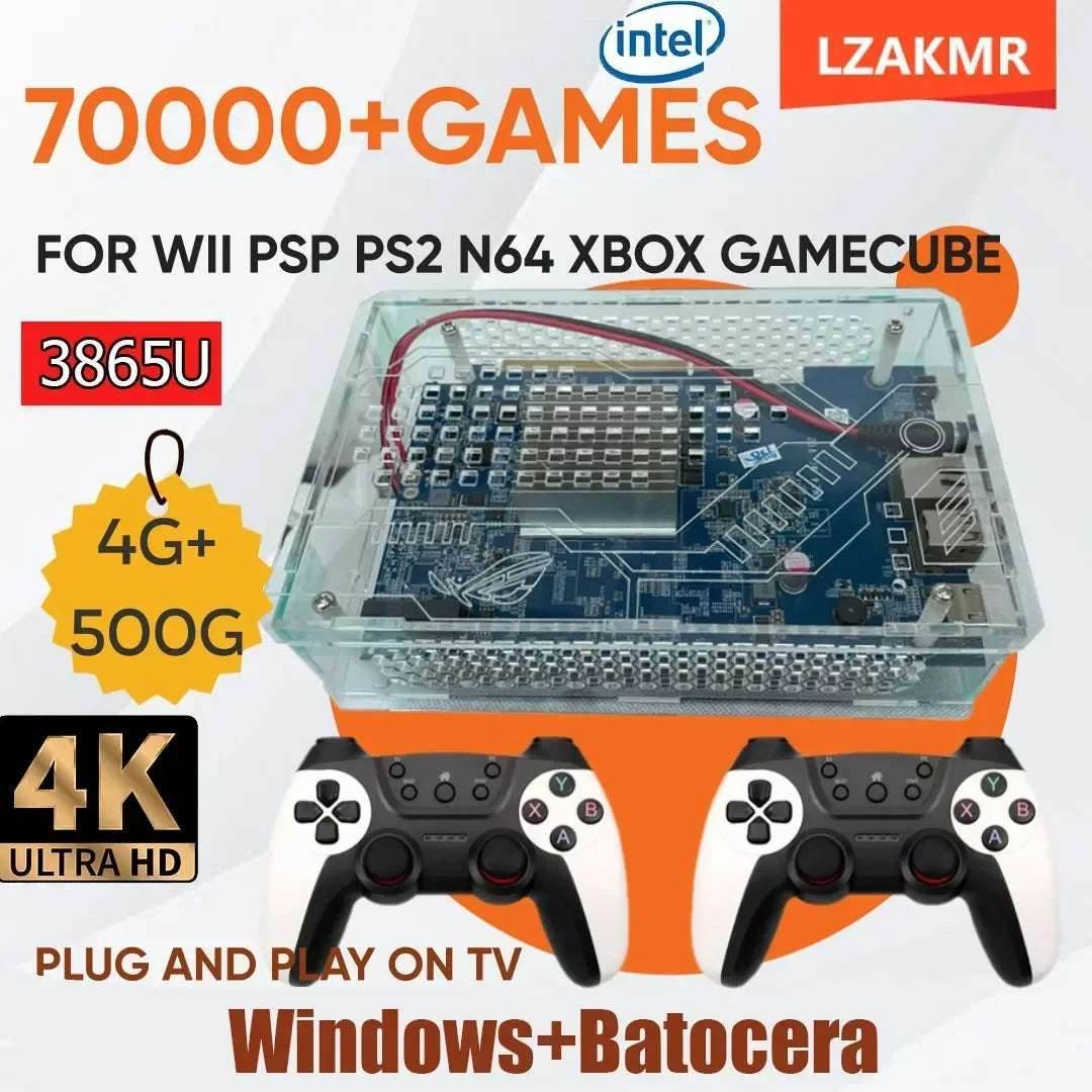 LZAKMR U9 Plug and Play Retro 3865U Game Console 500G HDD 70000+Games For Wii PS2 XBOX PSP GameCube N64 Wireless handle - EYESPHERE