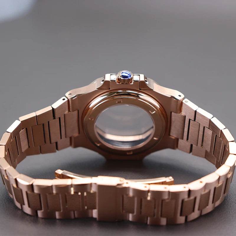 Rose Gold 40mm Watch Case Parts WatchBand For Modified Nautilus Seiko NH34 NH35 NH36 NH38 Movement 30.8mm Sapphire Crystal Glass - EYESPHERE