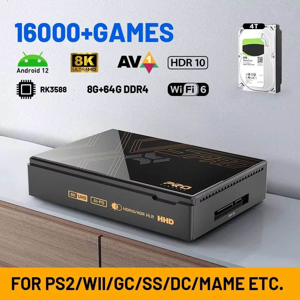 Kinhank Super Console X5 PRO Retro Video Game Console RK3588 8GDDR4 with 4T HDD 16000+ Games Plug and Play for PS2/PS1/SS/DC/N64 - EYESPHERE