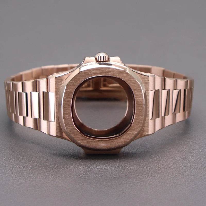 Rose Gold 40mm Watch Case Parts WatchBand For Modified Nautilus Seiko NH34 NH35 NH36 NH38 Movement 30.8mm Sapphire Crystal Glass - EYESPHERE