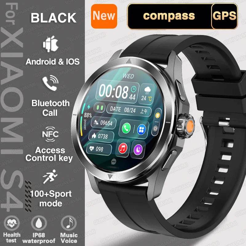 For Xiaomi S4 Ultra Outdoor Sports Smart Watch Men AMOLED Screen NFC GPS Compass Heart rate Waterproof Bluetooth Call SmartWatch - EYESPHERE