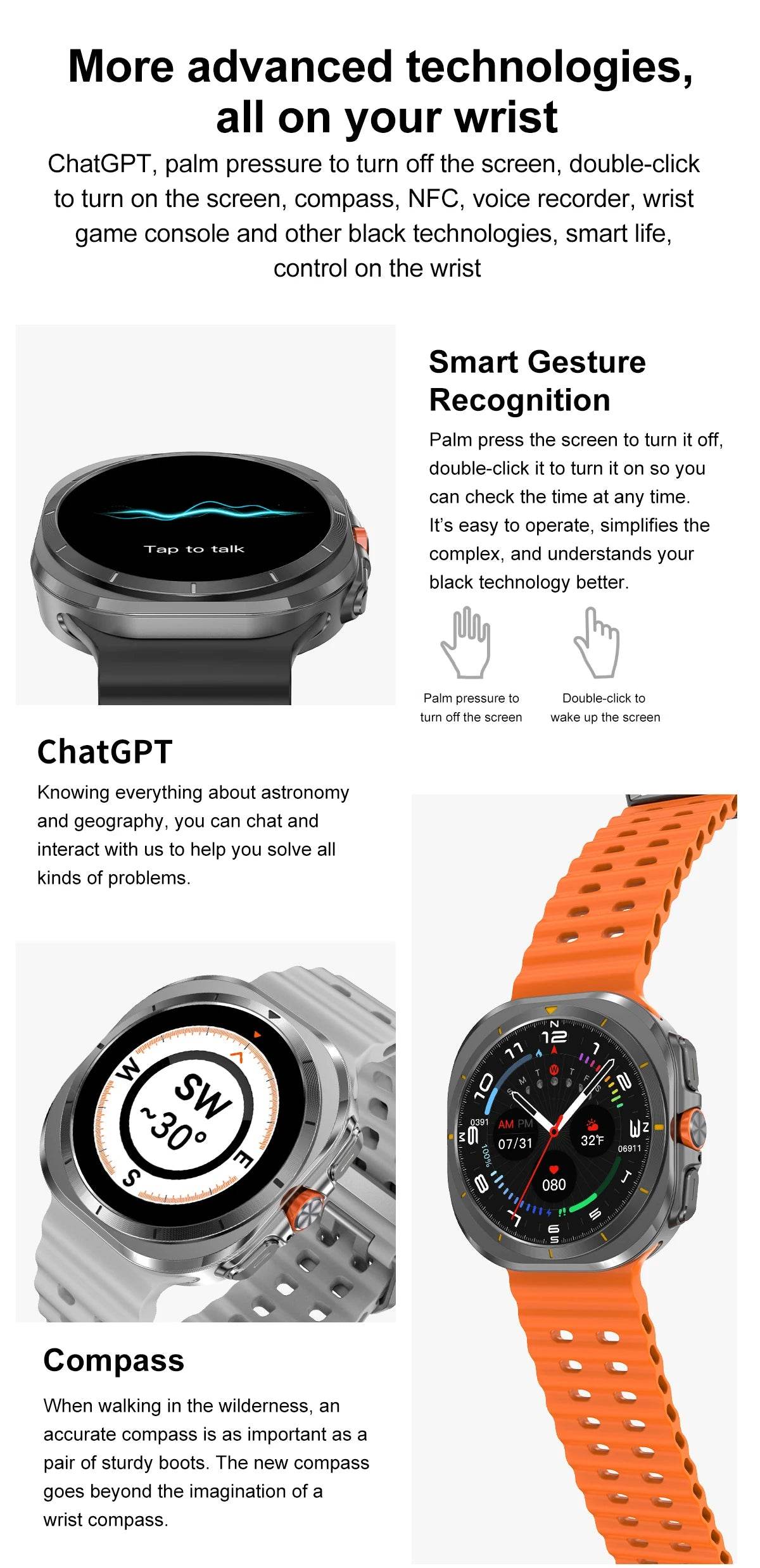 Brand For Samsung 32GB Memory Galaxy Watch7 Ultra Smart Bracelet Men NFC HD Sapphire Screen Bluetooth Call Waterproof Smartwatch - EYESPHERE