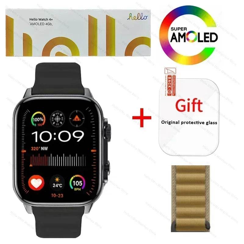 Smartwatch 2025 New Hello Watch 4 Plus ULTRA2 49mm AMOLED 4G ROM GPS GPT NFC Compass Bluetooth Call Sports Clock Men Women PK 3 - EYESPHERE