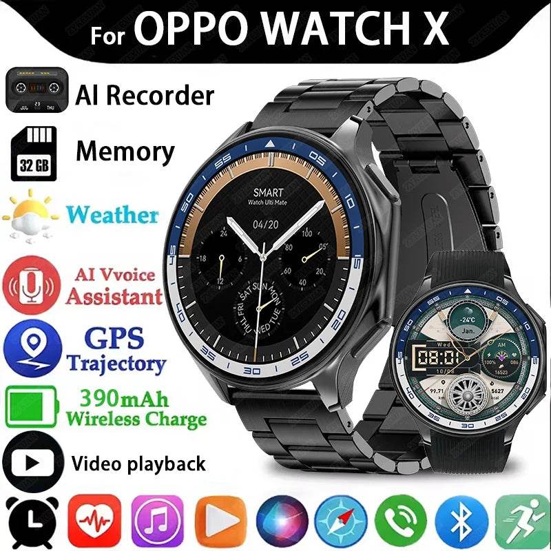 2025 New For OPPO Xiaomi 32G Memory Smart Watch Men Full Touch HD AMOLED Screen Music Fitness Tracker Bluetooth Call Smartwatch - EYESPHERE