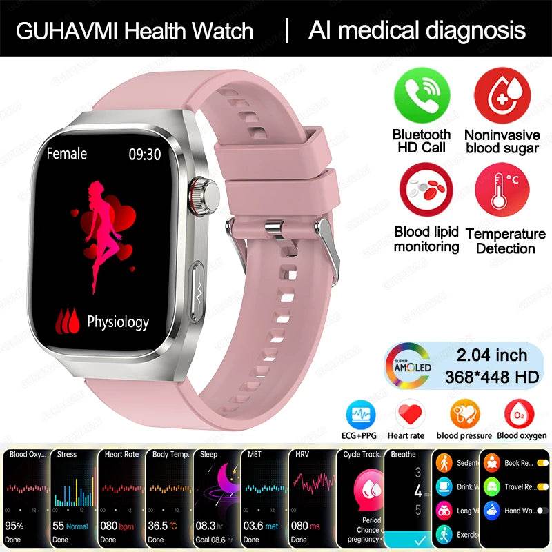 2024 New Uric Acid Blood Fat Smart Watch Men Blood Sugar ECG+PPG Blood Pressure Bluetooth Call Sports for Xiaomi Health Watch - EYESPHERE