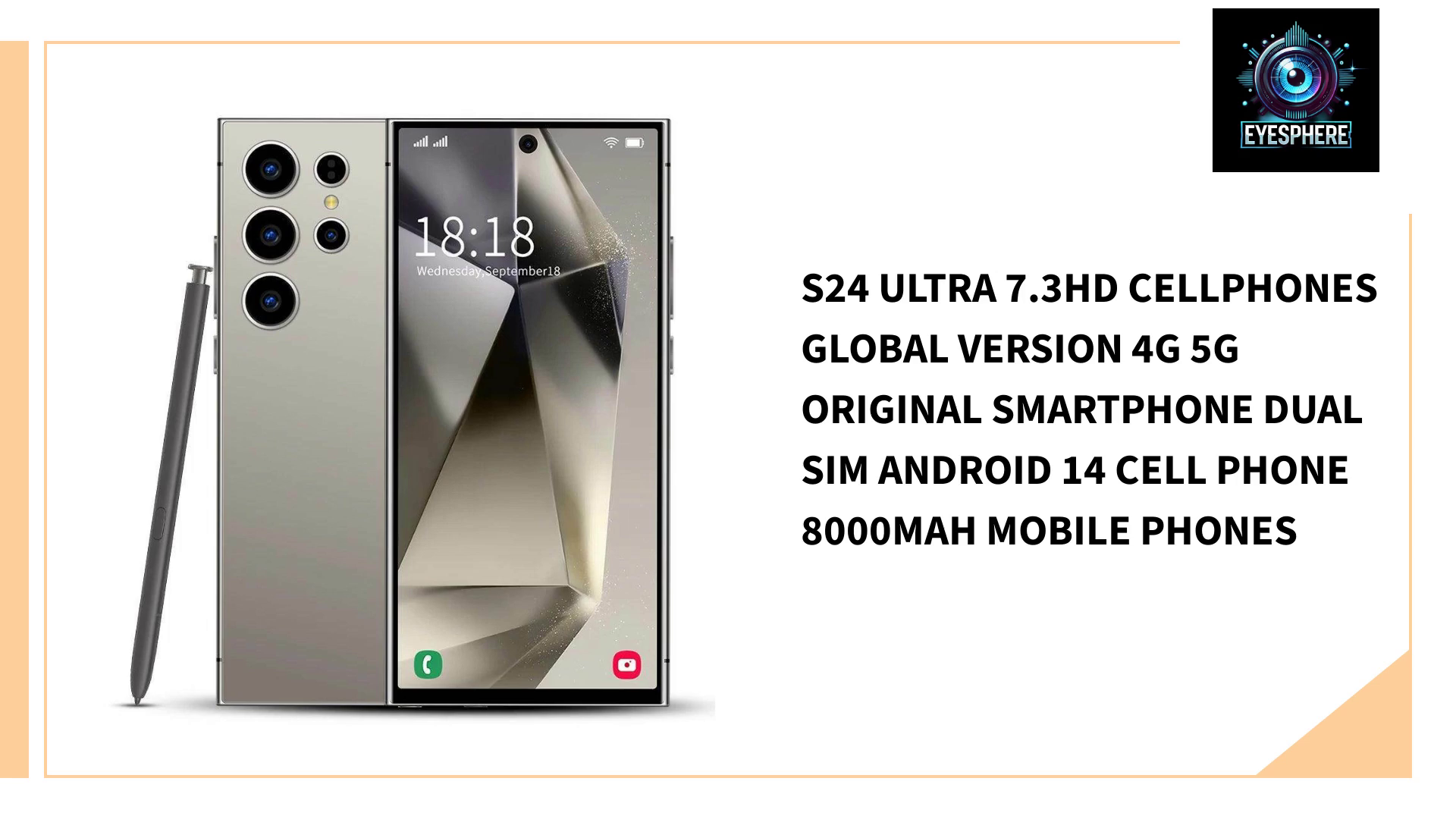 S24 Ultra 7.3HD Cellphones Global Version 4G 5G Original Smartphone Dual SIM Android 14 Cell Phone 8000mAh Mobile Phones by@Outfy