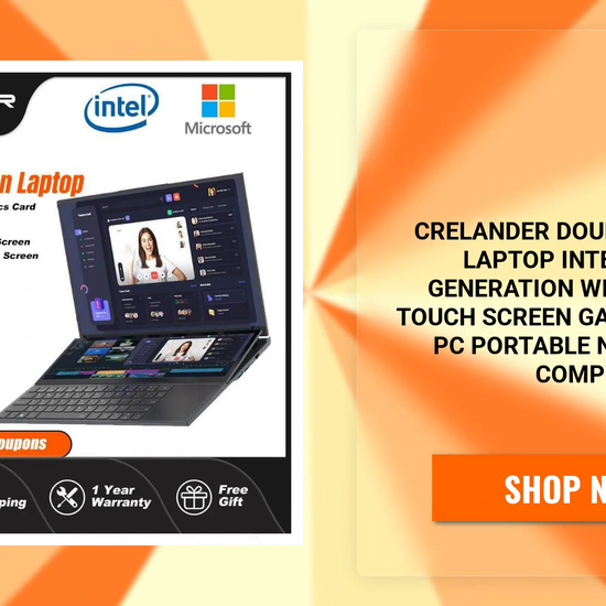 CRELANDER Double Screen Laptop Intel 10th Generation Windows 11 Touch Screen Gamer Laptop PC Portable Notebook Compu by@Outfy