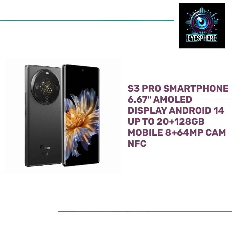 S3 PRO Smartphone 6.67&quot; AMOLED Display Android 14 Up to 20+128GB Mobile 8+64MP CAM NFC by@Outfy