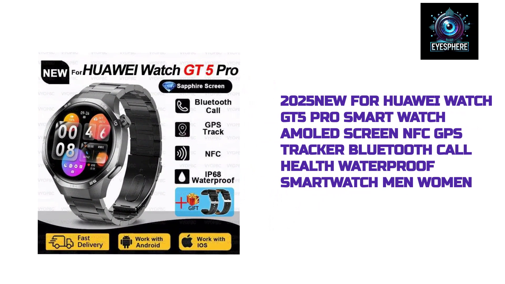 2025New For Huawei Watch GT5 Pro Smart Watch AMOLED Screen NFC GPS Tracker Bluetooth Call Health Waterproof Smartwatch Men Women by@Outfy