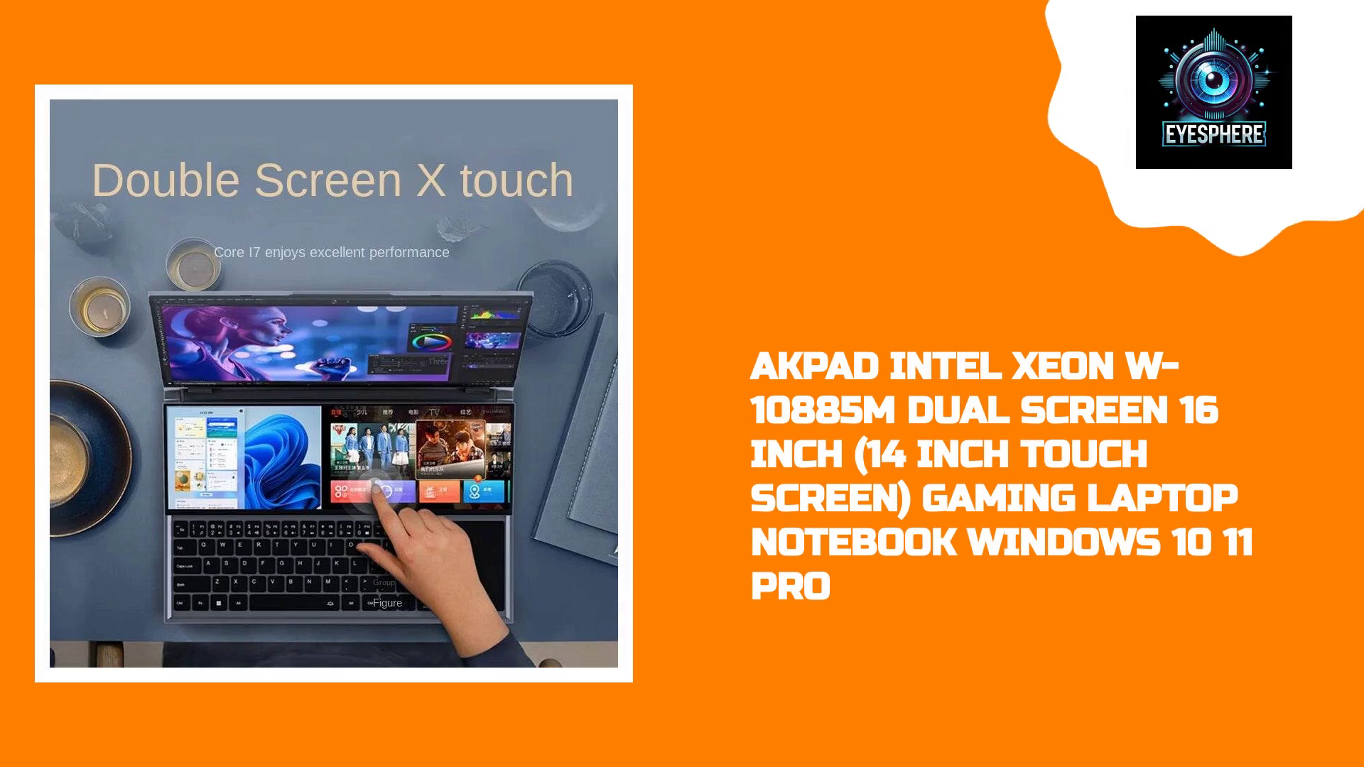 AKPAD Intel Xeon W-10885M Dual Screen 16 Inch (14 Inch Touch Screen) Gaming Laptop Notebook Windows 10 11 Pro by@Outfy